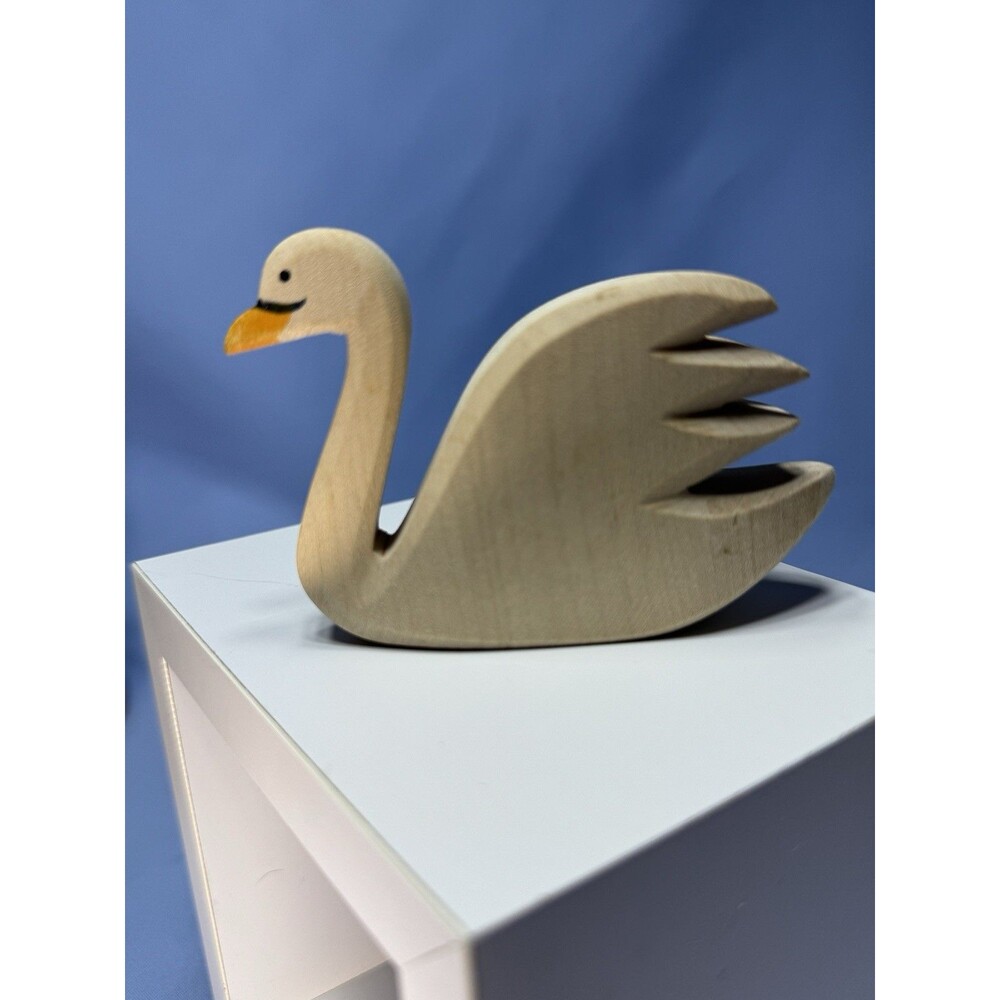 Ostheimer Wood Swan Hand Painted Made In Germany, Stamped VTG